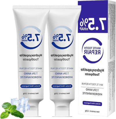Hydroxyapatite tandpasta set van 2, verbetert gele tanden, verfrist de adem, fluoridevrij en helpt bij tandgevoeligheid en glazuurherstel