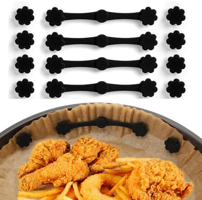 12 stuks siliconen magnetische gespen - voor airfryer - magneten voor het bevestigen van bakpapier om aanbranden van voedsel te voorkomen - magnetische blokken - zwart