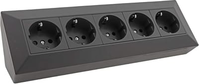 5-voudig stopcontactblok, zwart 250V~/ 16A