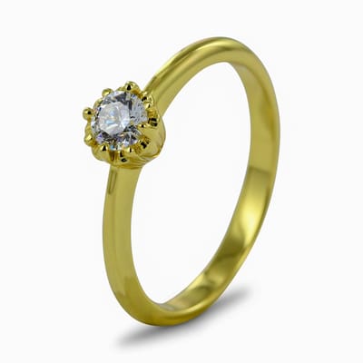 New Bling 9SIL-21853 Zilveren Ring - Dames - Zirkonia - 5,6 mm Doorsnee - Maat 54 - Zilver - Gold Plated (Verguld/Goud op Zilver)