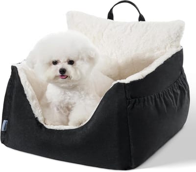 Honden Autostoel - Reisbed Hond - Veilig Reizen - Gezellig Pluche - Tot 20 Lbs - Zwart