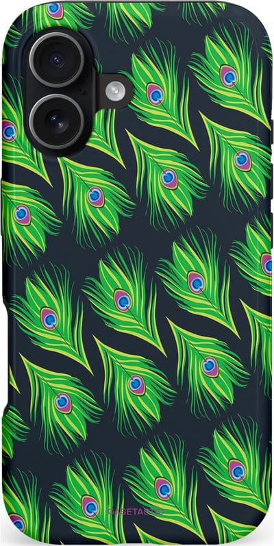 Casetastic hoesje geschikt voor Apple iPhone 17 - MagSafe - Dubbellaagse bescherming - Veren van verleiding - Fashion Case - Groen Zwart