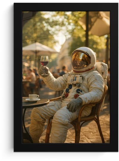 Poster in lijst - Fotolijst 20x30 cm - Posters - Wijn - Rood - Terras - Koffie - Posterlijst zwart - Decoratie - Wanddecoratie woonkamer - Muurdecoratie slaapkamer