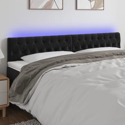 vidaXL - Hoofdbord - LED - 180x7x78/88 - cm - fluweel - zwart