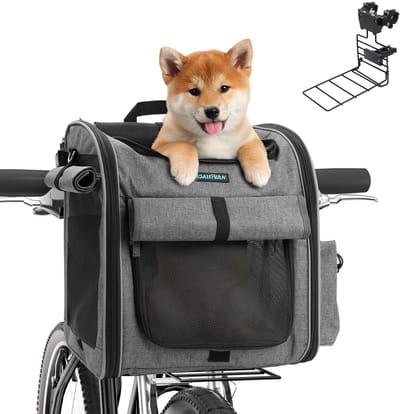 Dailygoods- Hondenmand Opvouwbaar - Fietsmand - 4-in-1 Rugzak - Robuuste L-houder - Tot 10 kg - Geschikt voor E-bikes - Hondentas