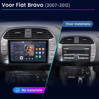 Junsun Auto Radio Geschikt voor Fiat Bravo 2007-2012 | 2+64GB Android 15 DAB+ WIFI Draadloze CarPlay & Android Auto & GPS Navigatie & Bluetooth, FM, RDS, DSP, SWC - 2DIN Plug & Play met PDC + Hands-Free