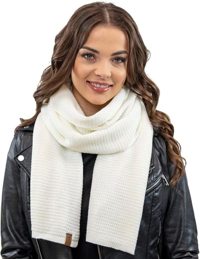 Sjaal voor dames - Accessoire Stola - Mode en warmte - Klassiek design - 176 x 44 cm - Lichtbeige