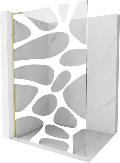 Mexen Kioto L douchewand Walk-in 70 x 200 , witte golf, goud geborsteld - 800-070-103-55-97