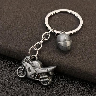 1 stuks Sportieve 3D Motorhelm Sleutelhanger Duurzame Zinklegering Metalen Ring & Ketting Hanger Cadeau voor Motorliefhebbers, Motoraccessoires black
