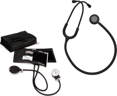 Set Bloeddrukmeter met Stethoscoop Zwart - Bovenarm - Handmatig - Stethoscoop Medisch - MDR Gecertificeerd