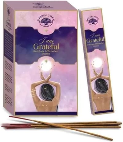 Green Tree - I am Grateful Manifestation - wierook Meditatie - Heilig hout - Duurzame wierookstokjes - doos 12 stuks Incense 15 gram