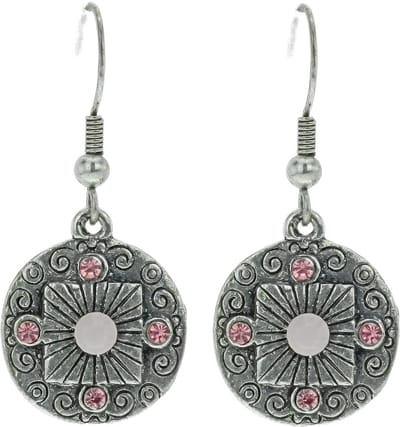 Behave - Zilverkleurige ronde oorhanger met steentjes - Fashion sieraden