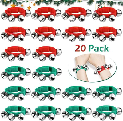 20 stuks kerst polsbandjes met belletjes, muziekinstrumenten voor kerstfeestjes (zilver)