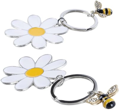 Bloemen sleutelhanger, sleutelhanger met bijenhanger voor dames, tassen, rugzakken - leuk cadeau voor vrouwen en bloemenliefhebbers