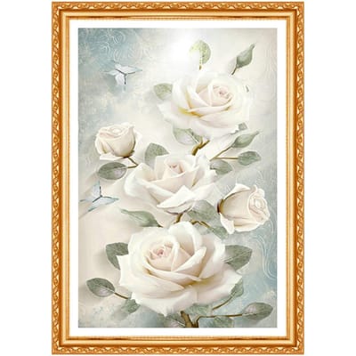 Witte roos 5D volledige boor diamant schilderij op nummer ronde strass kruissteek diamant decor 20X30CM white