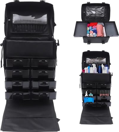 Multifunctionele Kapperskoffer – Kapperstas – Kapperstrolley – Cosmetica Organizer – Ultiem Gemak – Ruime Indeling – Praktisch – Zwart