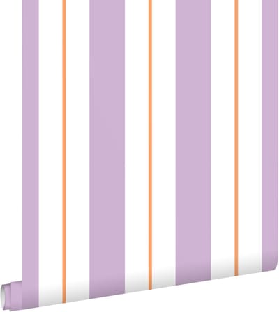 ESTAhome behang strepen paars en oranje - 50 x 900 cm - 131477