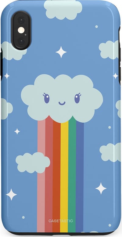 Casetastic Hoesje Geschikt voor Apple iPhone Xs Max - Stijlvolle Beschermende Duo-layer Case - Regenboogwolkje