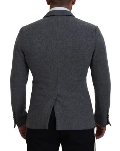 Grijze Blazer met Bloem Borduursel