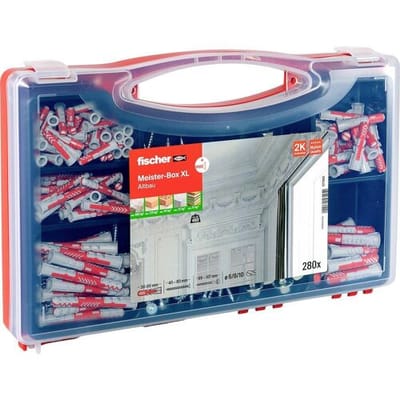 Fischer 577865 Meister-Box XL Altbau + S Assortimentsdoos pluggen 30 mm, 40 mm, 50 mm, 65 mm, 80 mm 280 onderdelen