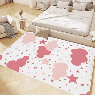 Kleine Prinses Meisjes Vloerkleed Roze Babykamer Vloerkleed Wasbare Vloerkleden Antislip Tapijt voor Meisjeskamer Speelkamer Vloermat Zachte Kinderkleden 40X60cm-16x24in