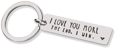 I love you more. The End. I Win. Sleutelhanger - Quote - Liefde - Love - Relatie - Valentijn - Cadeau - Zilverkleurig - Jonyx