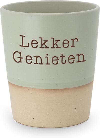 Mok - Beker - Koffie - Genieten - Keramiek - lint: "Speciaal voor jou" - Cadeauverpakking