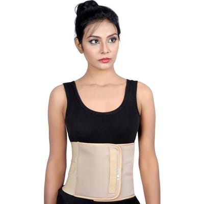 Wonder Care Buikband na de bevalling Buiktrimmer Buik afslankende binder voor vrouwen & mannen Buikcompressieondersteuning Klittenbandsluiting (S) S beige