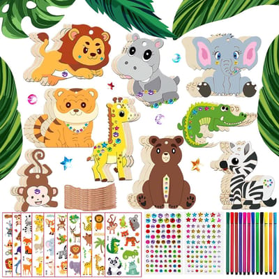 Lucky Sheeps 270-delige knutselset met dieren, kinderhandwerk, creatief knutselwerk voor kinderen, houten knutselsets, creatieve cadeaus voor kinderen en meisjes