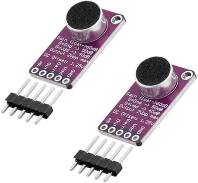 Dailygoods- Microfoonversterker met Auto Gain Control - MAX9814 - 2 stuks - Geluidsarme Microfoonbias - Instelbare Versterking tot 60 dB - Ruimtebesparende Behuizing - Microfoonmodule