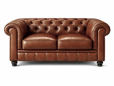 Chesterfield Bank - 2 Zits - Kaneel Bruin - Leer - Sofa