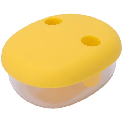 2-in-1 Geen Klieder Snack Container Ingebouwde Siliconen Vingerhoes Lekvrije Snackdoos met Strakke Siliconen Pakking Geel geel