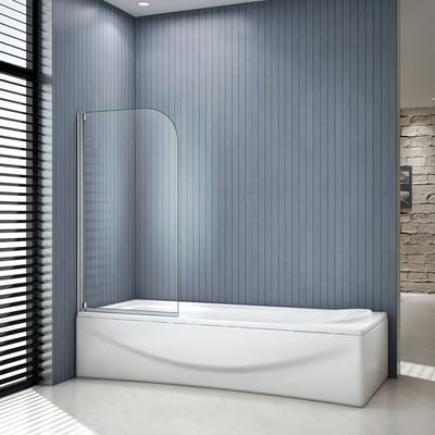 Draaibaar pendel badscherm badwand 140x75cm,180 graden draaihoek, 4mm helder veiligheidsglas