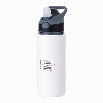 Hacebo® - I'm a stepsister what's your superpower? waterfles met rietje zwart - Zus - super stiefzus - verjaardag - cadeautje voor zus - zus artikelen - kado - geschenk - water fles - 650ML