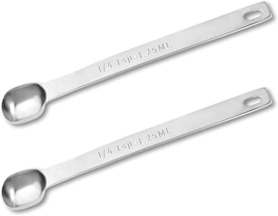 SnelShoppen - 2x 1/4 Teaspoon RVS Maatlepel 1ml Rectangular Mini Lepel voor Koken, Bakken en Kruiden - Precisie Maatvoering voor Keukenaccessoires