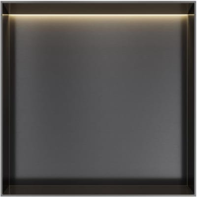 Hotbath &More Inbouwnis - 30 x 30 x 10 cm - Frameless - met LED-verlichting - Geborsteld Zwart PVD