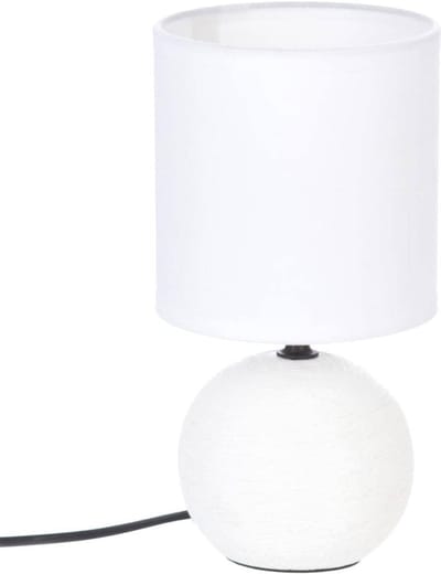 Timéo Bol Tafellamp - Keramische Lamp - Moderne Tafellamp met 120cm Kabel - Sfeerverlichting voor Woonkamer - Slaapkamer - Bureau - 25cm in Hoogte - Wit