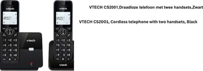 Draadloze telefoon - twee handsets - Zwart - Huistelefoon - Communicatie