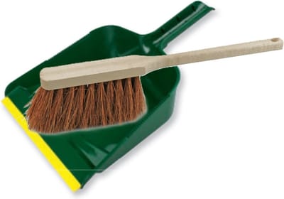 Buemag Stoffer en blik set voor buiten - groen/naturel - kunststof - hout met kokosharen