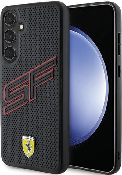 Ferrari Backcase hoesje geschikt voor Samsung Galaxy S24 - Effen Zwart - Kunstleer