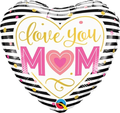Qualatex - Folieballon Love You MOM Gestreept 46 cm