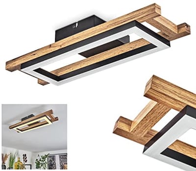 Moderne Plafondlamp van Metaal en Hout met LED, 400 Lumen, 3000 K, 10 Watt