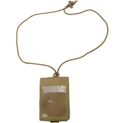 Tactische ID-kaarthouder Klittenband Patch Gids Badgehouders Outdoor Reisetui Pen Portemonnee en Nylon Lanyard kaki