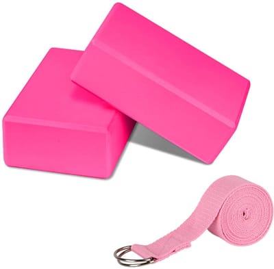Famanu - Yoga Blokken Set - Verbeter balans en flexibiliteit - 2 Stuks - Roze - EVA Foam
