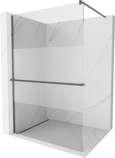 Mexen Kioto+ douchewand met plank Walk-in 70 x 200 , transparant/matglas, geweer metaal - 800-070-121-95-35