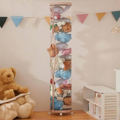 Opbergbuis Knuffels - Speelgoed Organizer - Kinderspeelgoed Opbergen - Transparant Met Wielen - 150 x 25 cm - Roze