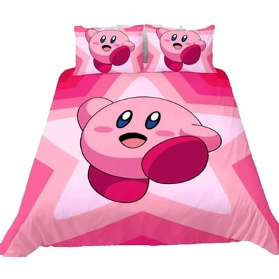 Dekbedovertrek Kirbys Star Allies 3D Exquise Game Anime Digitale Print Beddengoedset Dekbed Bed Jeugd Huisdecoratie Kinderen Jongen Cadeau 100x135cm
