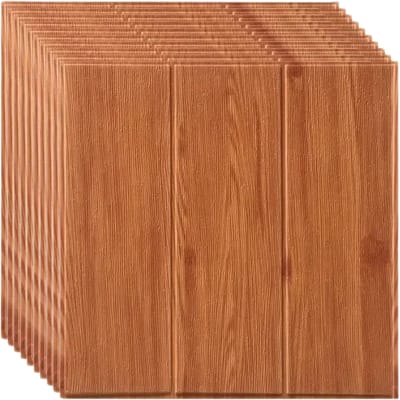 Bovista Wandpaneel - Zelfklevend - Wandpanelen - Woonkamer - Badkamer - Rode Houtnerf - 20 Stuks - 35x35cm