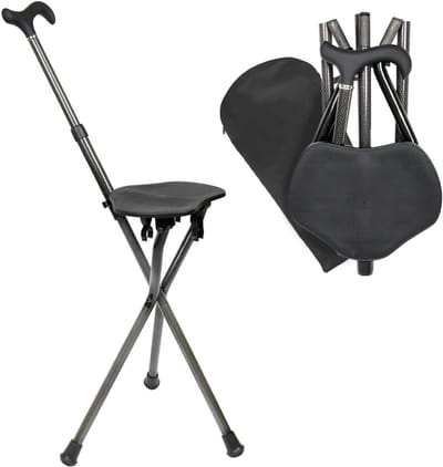 CLGP® Wandelstok met Zitje - Opvouwbaar – Wandel Zitstok Tot 100 kg - Driepoot