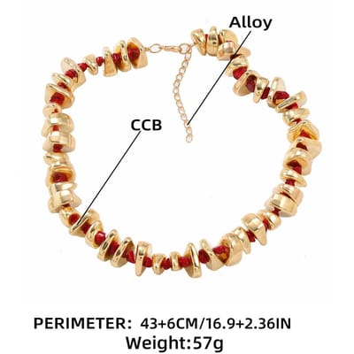 2024 Nieuwe Gouden Vintage Acryl Steen Kralen Splicing Armband en Ketting Set voor Vrouwen Mode Sieraden Vakantie Feest Cadeaus beige